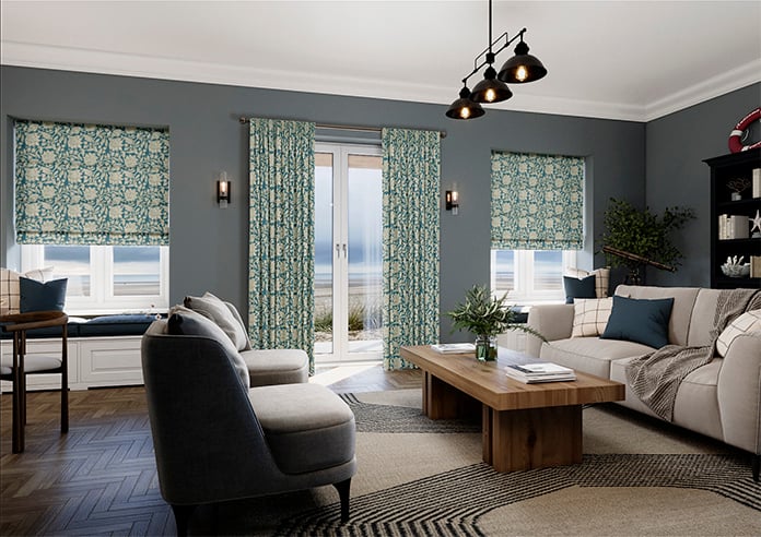 Land & Shore Rowallane, Teal - Twist&Fit Roman Blind - Image 7